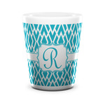 Geometric Diamond Ceramic Shot Glass - 1.5 oz - White - Single (Personalized)