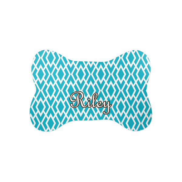 Custom Geometric Diamond Bone Shaped Dog Food Mat (Small) (Personalized)