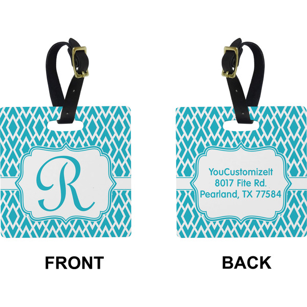 Geometric Diamond Square Luggage Tag (Front + Back)