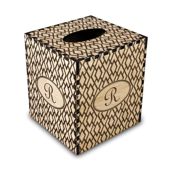 Custom Geometric Diamond Wood Tissue Box Cover - Square (Personalized)