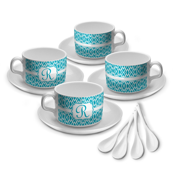 Custom Geometric Diamond Tea Cup - Set of 4 (Personalized)