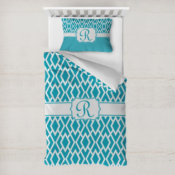 Custom Geometric Diamond Toddler Bedding w/ Initial