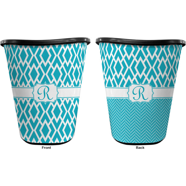 Geometric Diamond Trash Can Black - Front and Back - Apvl
