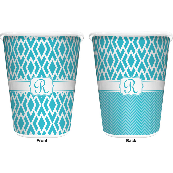 Geometric Diamond Trash Can White - Front and Back - Apvl