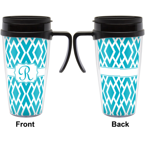 Geometric Diamond Travel Mug with Black Handle - Approval