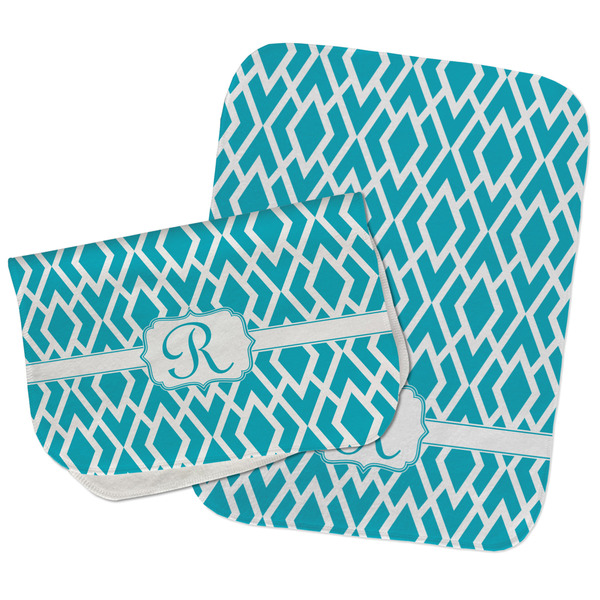 Geometric Diamond Two Rectangle Burp Cloths - Open & Folded