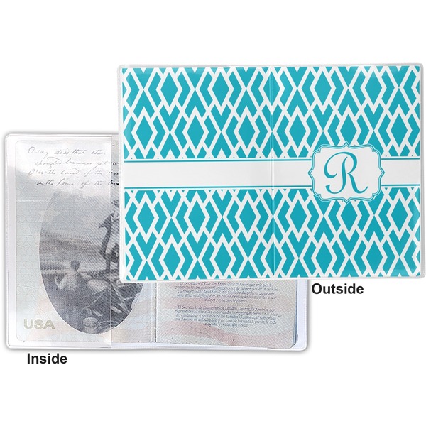 Geometric Diamond Vinyl Passport Holder - Flat Front and Back