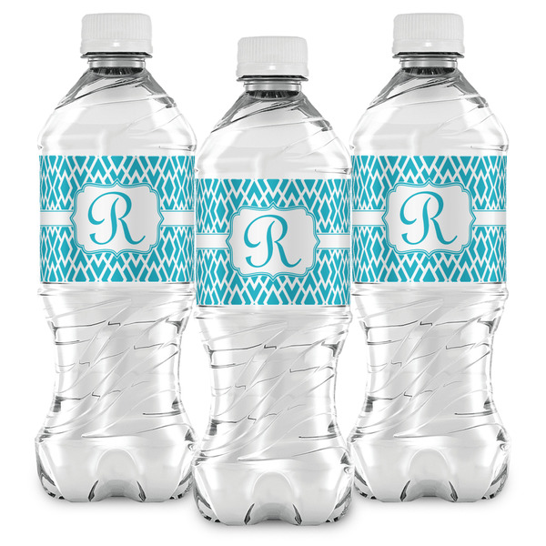 Geometric Diamond Water Bottle Labels - Front View