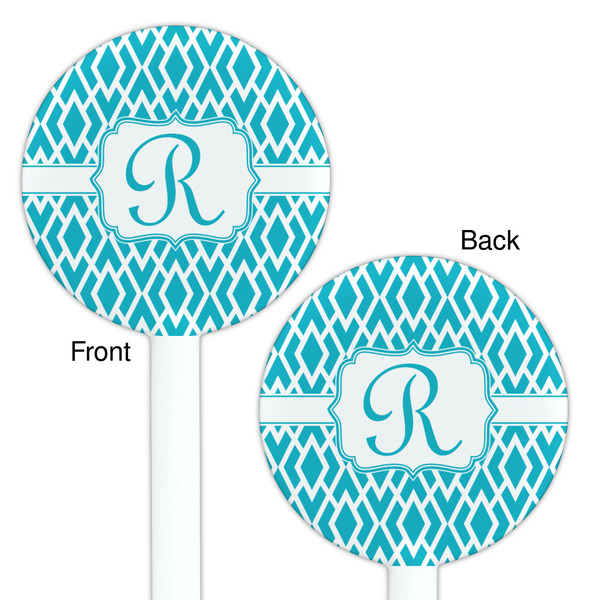 Geometric Diamond White Plastic 5.5" Stir Stick - Double Sided - Round - Front & Back