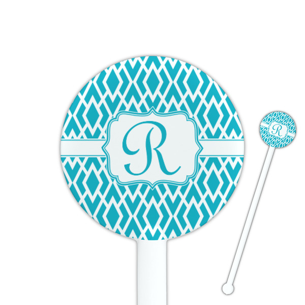Custom Geometric Diamond 5.5" Round Plastic Stir Sticks - White - Single Sided (Personalized)