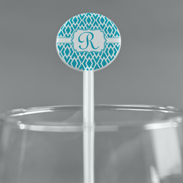 Geometric Diamond White Plastic 5.5" Stir Stick - Round - Main