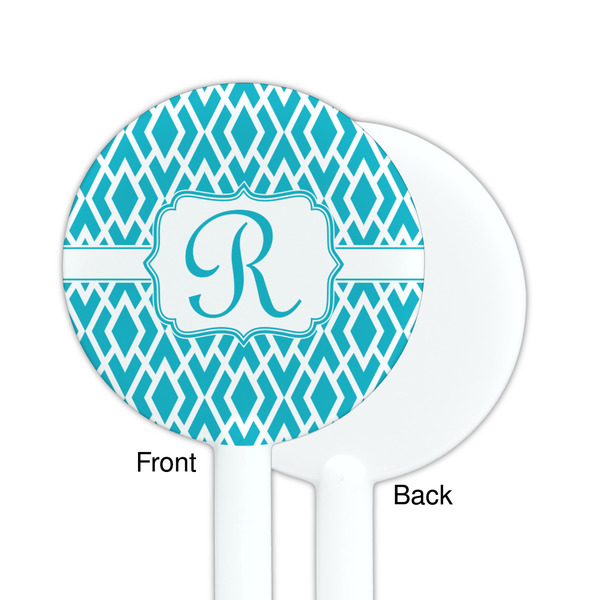 Geometric Diamond White Plastic 5.5" Stir Stick - Single Sided - Round - Front & Back
