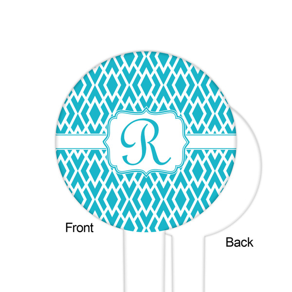 Geometric Diamond White Plastic 6" Food Pick - Round - Single Sided - Front & Back