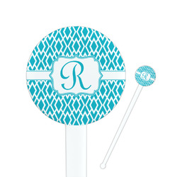 Geometric Diamond 7" Round Plastic Stir Sticks - White - Single Sided (Personalized)