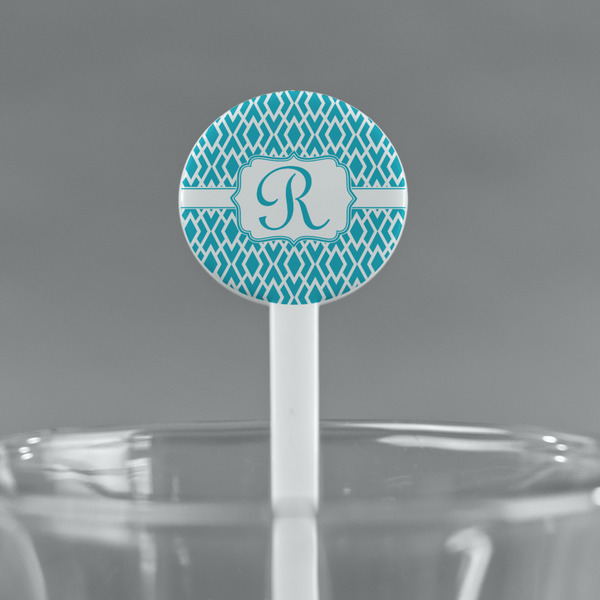 Geometric Diamond White Plastic 7" Stir Stick - Round - Main