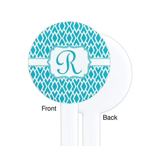 Geometric Diamond White Plastic 7" Stir Stick - Single Sided - Round - Front & Back