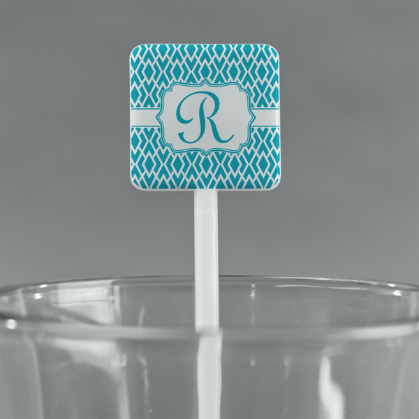 Geometric Diamond White Plastic Stir Stick - Square - Main