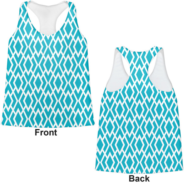 Geometric Diamond Womens Racerback Tank Tops - Medium - Front and Back