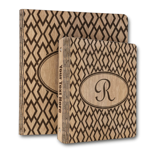 Custom Geometric Diamond Wood 3-Ring Binder (Personalized)