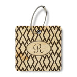 Geometric Diamond Wood Luggage Tag - Square (Personalized)
