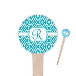 Geometric Diamond 4" Round Wooden Food Picks - Single Sided (Personalized)