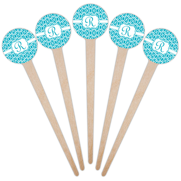 Geometric Diamond Wooden 4" Food Pick - Round - Fan View