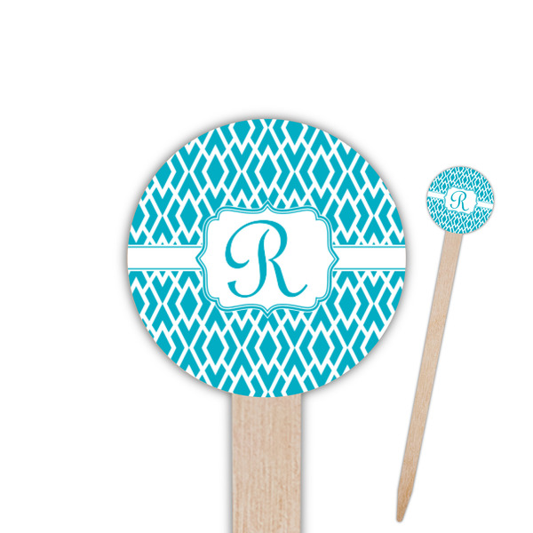 Custom Geometric Diamond Round Wooden Food Picks (Personalized)