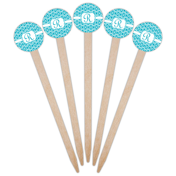 Geometric Diamond Wooden 6" Food Pick - Round - Fan View