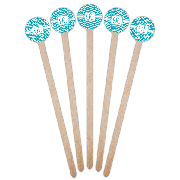 Geometric Diamond Wooden 6" Stir Stick - Round - Fan View