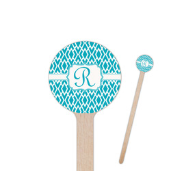 Geometric Diamond 7.5" Round Wooden Stir Sticks - Single Sided (Personalized)
