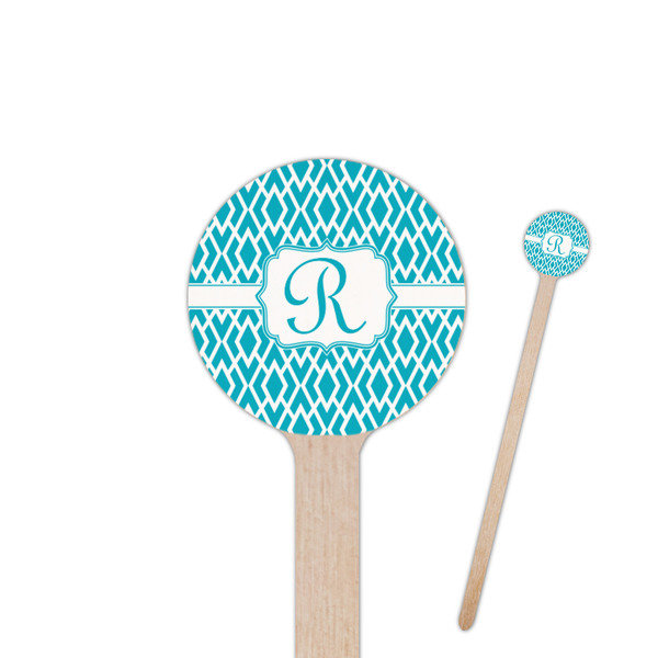 Custom Geometric Diamond 7.5" Round Wooden Stir Sticks - Single Sided (Personalized)