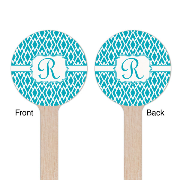 Geometric Diamond Wooden 7.5" Stir Stick - Round - Double Sided - Front & Back
