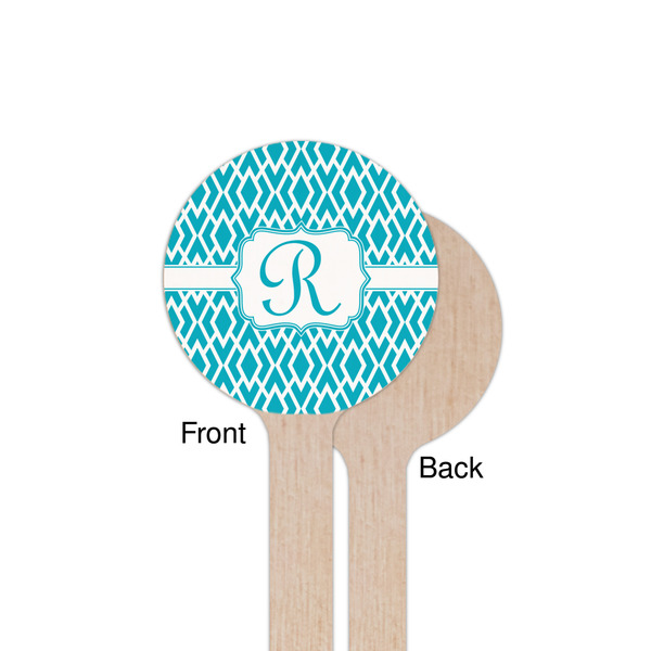 Geometric Diamond Wooden 7.5" Stir Stick - Round - Single Sided - Front & Back