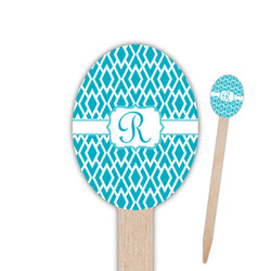Geometric Diamond Oval Wooden Food Picks - Double Sided (Personalized)