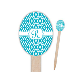 Geometric Diamond Oval Wooden Food Picks (Personalized)
