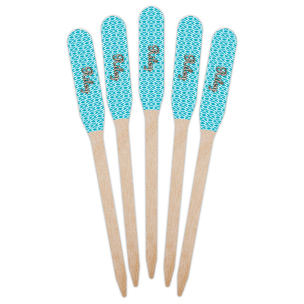 Geometric Diamond Wooden Food Pick - Paddle - Fan View