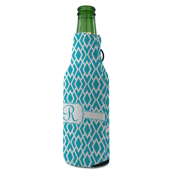Geometric Diamond Zipper Bottle Cooler - ANGLE (bottle)