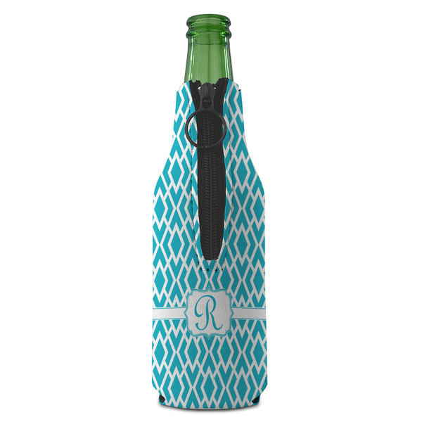 Geometric Diamond Zipper Bottle Cooler - BACK (bottle)