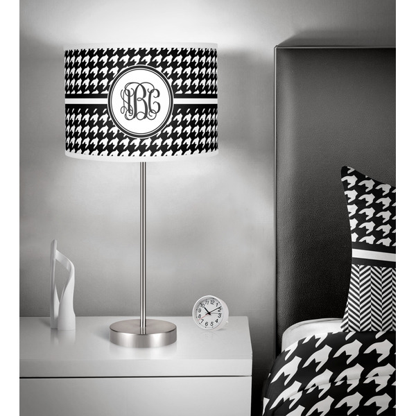 Houndstooth 13 inch drum lamp shade - in room