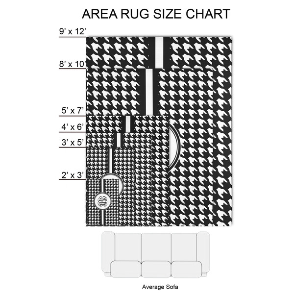 Houndstooth 2'x3' Indoor Area Rugs - Size Chart