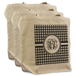 Houndstooth Reusable Cotton Grocery Bags - Set of 3 (Personalized)