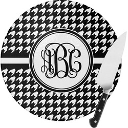 Houndstooth Round Glass Cutting Board - Small (Personalized)