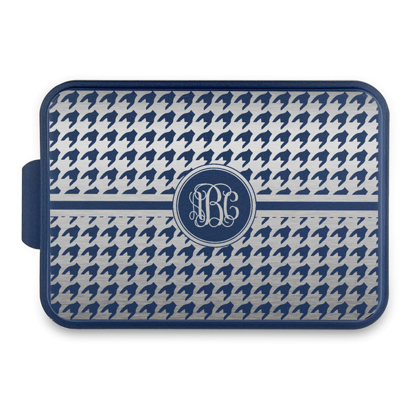 Custom Houndstooth Aluminum Baking Pan with Navy Lid (Personalized)