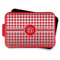 Houndstooth Aluminum Baking Pan - Red Lid - FRONT w/lif off