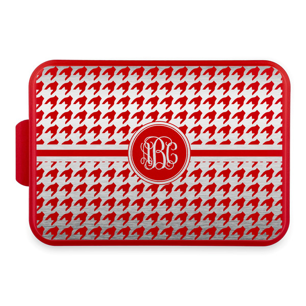 Custom Houndstooth Aluminum Baking Pan with Red Lid (Personalized)