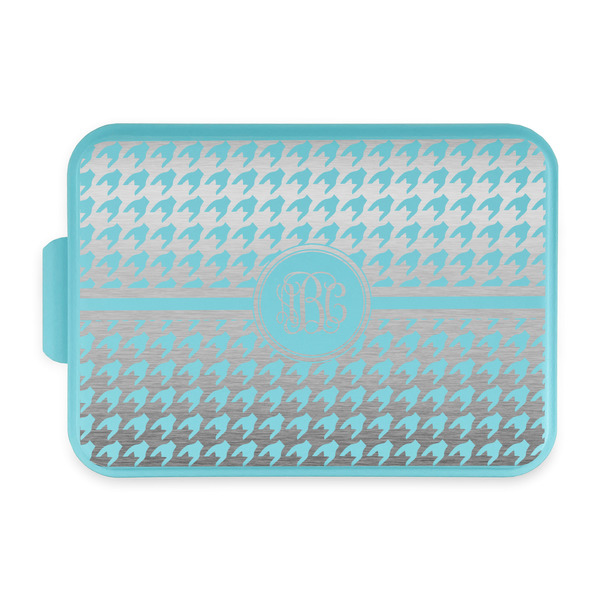 Custom Houndstooth Aluminum Baking Pan with Teal Lid (Personalized)