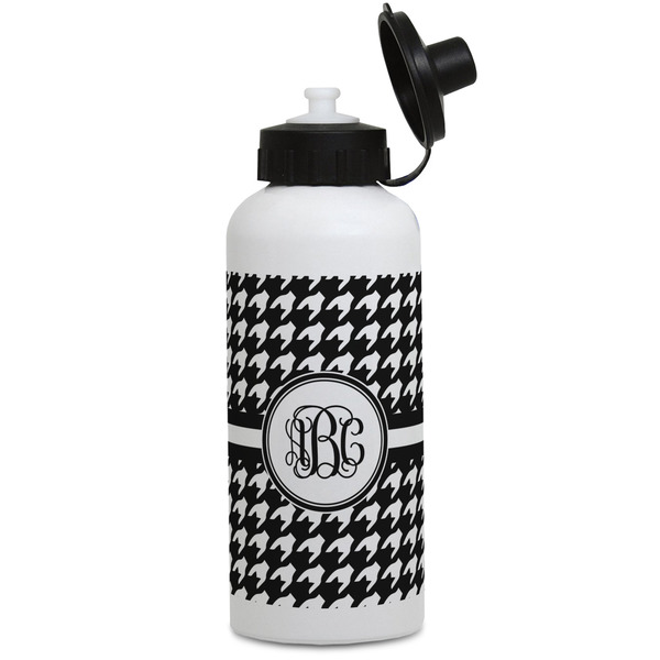Custom Houndstooth Water Bottles - Aluminum - 20 oz - White (Personalized)