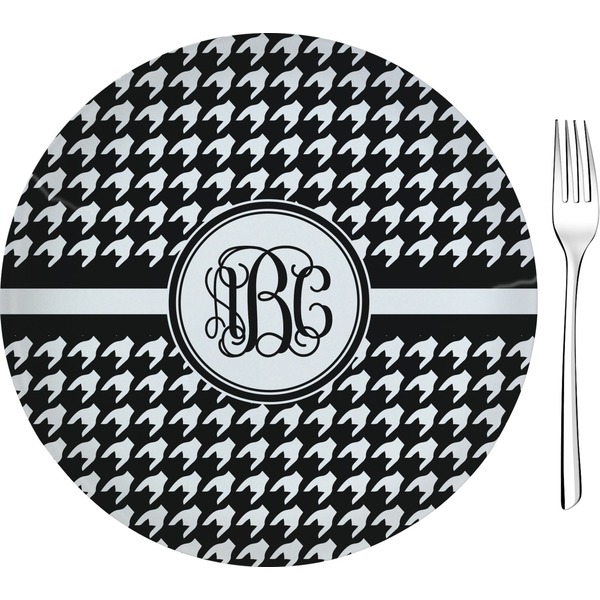 Custom Houndstooth Glass Appetizer / Dessert Plate 8" (Personalized)