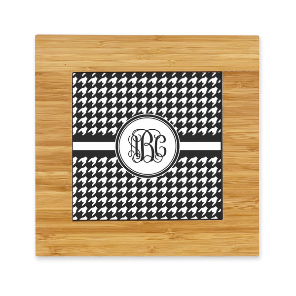 Custom Houndstooth Bamboo Trivet with Ceramic Tile Insert (Personalized)