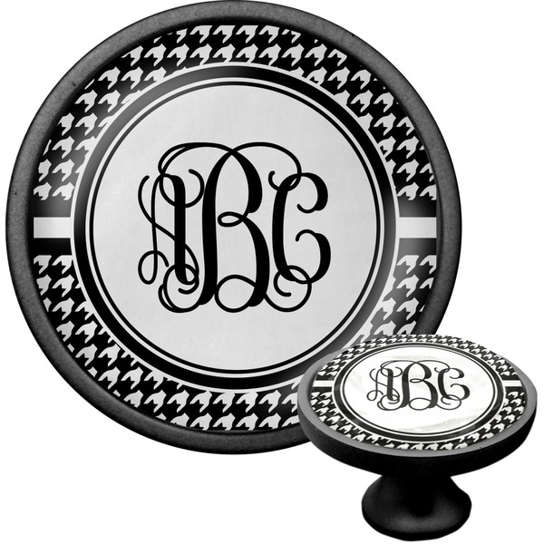 Custom Houndstooth Cabinet Knob (Black) (Personalized)